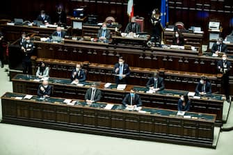 Il premier Giuseppe Conte durante l'intervento in Aula alla Camera a Roma, 18 gennaio 2021.
ANSA/Roberto Monaldo / LaPresse POOL