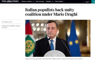 Rassegna stampa dei giornali internazionali dopo la formazione del Governo Draghi. ANSA