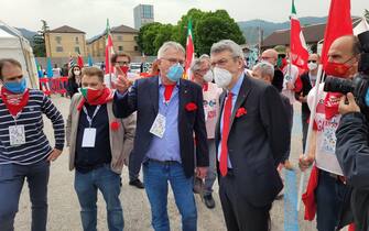 Il segretario generale della Cgil, Maurizio Landini, durante una manifestazione a Terni, 1 maggio 2021. ANSA/LIBEROTTI