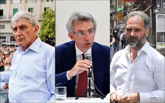 Da sinistra i candidati a sindaco di Napoli: Antonio Bassolino, Gaetano Manfredi e Catello Maresca