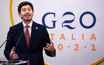Roberto Speranza, Italian Minister of Health, during the final press conference at the G20 Health Ministers  Meeting in Rome s Capitol, Italy, 6 September 2021. ANSA/RICCARDO ANTIMIANI