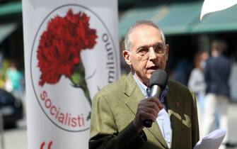 Giorgio Goggi  durante la presentazione della sua candidatura a sindaco di Milano con il partito Socialista. Milano, 7 Maggio 2021.
 ANSA / MATTEO BAZZI