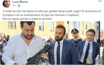 Post di Luca Morisi su Facebook Il post di Luca Morisi su Facebook che ritrae Matteo Salvini con un mitra