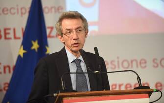 Il ministro dell'Università e della Ricerca, Gaetano Manfredi, presso il Sacro Convento di Assisi per la presentazione del Manifesto di Assisi sul tema "Un?economia a misura d?uomo contro la crisi climatica", 24 gennaio 2020.
ANSA/CROCCHIONI