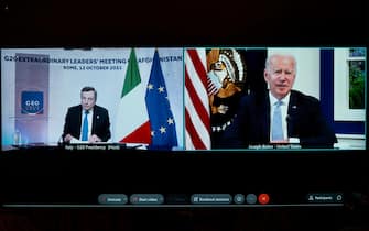Mario Draghi e Joe Biden in videoconferenza al G20 sull'Afghanistan
