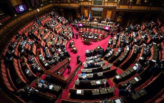 L'aula del Senato durante la discussione generale del ddl Zan, Roma, 27 ottobre 2021. ANSA/ANGELO CARCONI