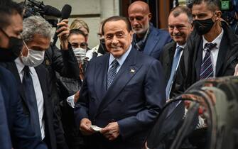 Former Italian Prime Minister and Forza Italia party leader, Silvio Berlusconi,  after voting for municipal elections in Milan, Italy, 03 October 2021. Rome, Milan, Naples, Turin and Bologna hold municipal elections to elect new mayors and city councils on 03 and 04 October. ANSA/ MATTEO CORNER