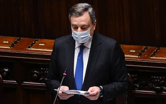 Italian Prime Minister Mario Draghi reports to the Lower House ahead of this week's European Council summit, Rome, Italy, 15 December 2021. ANSA/RICCARDO ANTIMIANI