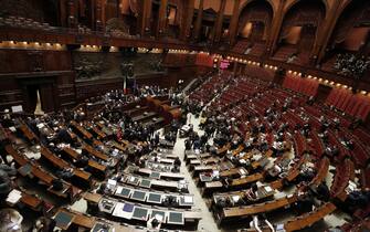 Aula della Camera in seduta comune durante la terza votazione per l'elezione del Presidente della Repubblica, Roma 30 Gennaio 2015. ANSA/GIUSEPPE LAMI