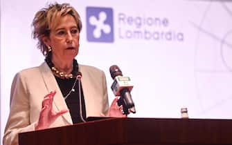 Letizia Moratti, vicepresidente e assessore al Welfare della Lombardia, durante la conferenza stampa per un approfondimento sulla campagna vaccinale in Regione Lombardia a Milano il 23 Giugno, 2021
ANSA / MATTEO BAZZI