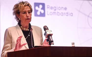 Letizia Moratti, vicepresidente e assessore al Welfare della Lombardia, durante la conferenza stampa per un approfondimento sulla campagna vaccinale in Regione Lombardia a Milano il 23 Giugno, 2021
ANSA / MATTEO BAZZI
