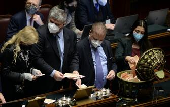 Roma 28/01/2022
Camera dei Deputati. Quinto scrutinio per l'elezione del Presidente della Repubblica
Nella foto: lo spoglio delle schede