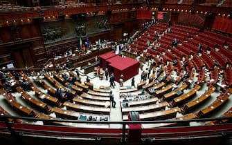 epa09716291 A general view of the Lower House (Chamber of Deputies), in Rome, Italy, 29 January 2022. Italian lawmakers from both houses of Parliament and regional representatives on 29 January are taking part in a ballot for the presidential election, after previous rounds of voting proved inconclusive, amid stalemate that prompted Premier Mario Draghi to ask President Sergio Mattarella to rethink his determination to retire and expectations of a re-election of the 80-year-old president.  EPA/ROBERTO MONALDO / POOL