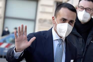 ROME, ITALY - JANUARY 29: Luigi Di Maio, foreign minister and leader of the five-star movement enters Parliament for voting to elect the President of the Republic on January 29, 2022 in Rome, Italy. The Italian parliament will convene on January 24 to begin voting for a new head of state to replace the outgoing Sergio Mattarella.(Photo by Simona Granati - Corbis/Corbis via Getty Images)
