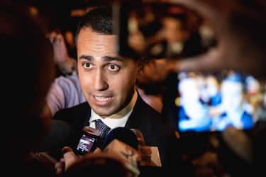 REGGIO CALABRIA, CALABRIA, ITALY - 2021/09/17: Minister Di Maio seen while answering the press' s questions. Italian Minister of Foreign Affairs and International Cooperation Luigi di Maio (M5S, Movimento 5 Stelle)  arrived in Reggio Calabria in support of the aspiring Governor Amalia Bruni (PD, Partito Democratico),  candidate for the centre-left coalition at the Regional elections (3-4 October 2021). Di Maio and Bruni met their supporters at the Chamber of Commerce and later during a dinner at Pepy's Beach Restaurant. (Photo by Valeria Ferraro/SOPA Images/LightRocket via Getty Images)