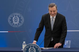 Italian premier Mario Draghi, during the press conference at the end of the Council of Ministers in Rome, 30 June 2022.ANSA/MAURIZIO BRAMBATTI