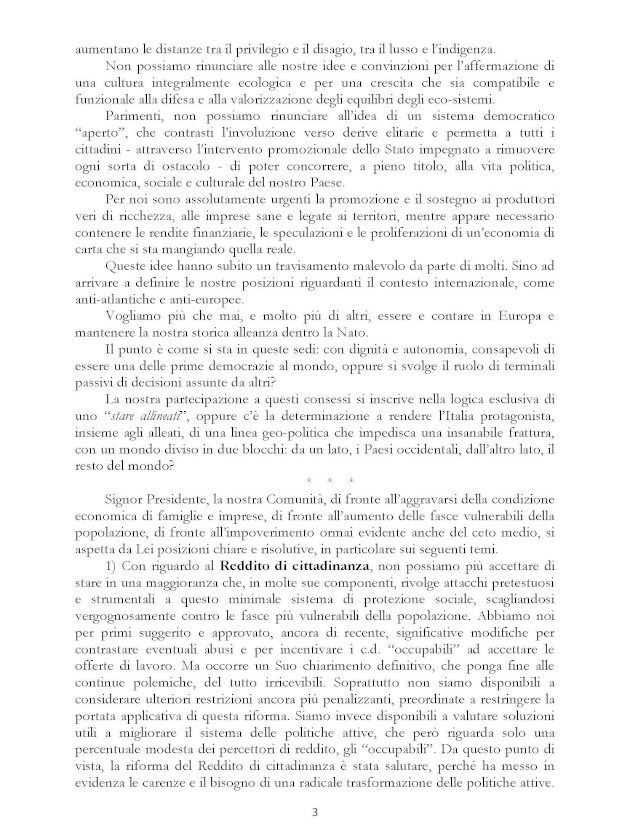Documento Conte a Draghi