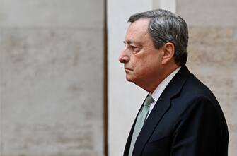 Italian Prime Minister Mario Draghi arrives to welcome Greek Prime Minister Kyriakos Mitsotakis, at the Chigi palace in Rome, Italy, 22 June 2022.  ANSA/ETTORE FERRARI