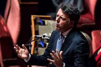 The leader of Italia Viva Matteo Renzi  speaks during the explanations of vote on the confidence in the aid decree in the Senate, Rome, Italy, 14 July 2022.ANSA/ANGELO CARCONI