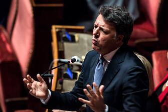 The leader of Italia Viva Matteo Renzi  speaks during the explanations of vote on the confidence in the aid decree in the Senate, Rome, Italy, 14 July 2022.ANSA/ANGELO CARCONI