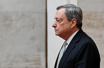 Italian Prime Minister Mario Draghi arrives to welcome Greek Prime Minister Kyriakos Mitsotakis, at the Chigi palace in Rome, Italy, 22 June 2022.  ANSA/ETTORE FERRARI
