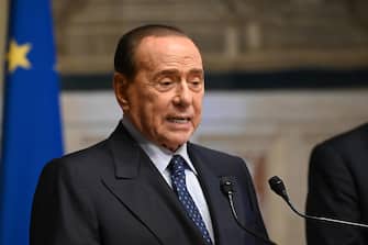 Forza Italia party and UDC party delegates, Silvio Berlusconi,  hold a press conference after a meeting with premier-designate Mario Draghi at the Lower House in Rome, Italy, 09 February 2021.&nbsp; ANSA/ALESSANDRO DI MEO Â? POOL