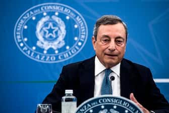 Italian Prime Minister Mario Draghi during a press conference at the end of the Council of Ministers at Chigi Palace in Rome, Italy, 04 August 2022.
ANSA/ANGELO CARCONI