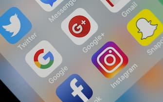 PARIS, FRANCE - OCTOBER 08:  In this photo illustration, the social medias applications logos, Twitter, Google, Google+, Gmail, Facebook, Instagram and Snapchat are displayed on the screen of an Apple iPhone on October 08, 2018 in Paris, France. Google has decided to close its Google+ social network after discovering a security vulnerability that has affected the data of at least 500,000 users. (Photo Illustration by Chesnot/Getty Images)