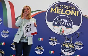 Giorgia Meloni at the headquarters of the Brothers of Italy (Fratelli d'Italia) in Rome, Italy, 25 September 2022.  ANSA/ETTORE FERRARI