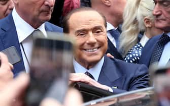 Former Italian Prime Minister and leader of Italian party  Forza Italia  (FI), Silvio Berlusconi, after voting in the Italian general election at a polling station in Milan, Italy, 25 September 2022. Italy holds its general snap election on 25 September following its prime minister's resignation in July. Final results are expected to be announced on 26 September. 
ANSA/MATTEO BAZZI