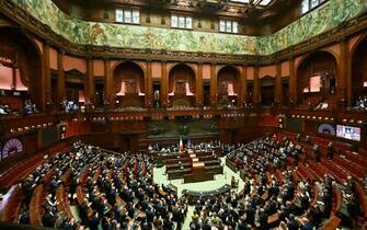Members of the Italian parliament are seen prior to the start of the vote for its new President following the general elections, on October 13, 2022,. - Italian Senators and Deputies meet for the first time October 13, 2022, since elections to elect the new Presidents of the Parliament and the Senate. (Photo by Alberto PIZZOLI / AFP) (Photo by ALBERTO PIZZOLI/AFP via Getty Images)