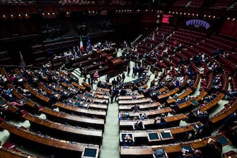 The hall of Montecitorio during the election of the Speaker of the Italian Chamber of Deputies during the XIX legislature in Rome, Italy, 13 October 2022. ANSA / ANGELO CARCONI