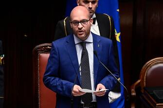Lorenzo Fontana of Lega, the new Speaker of the Italian Chamber of Deputies during the XIX legislature in Rome, Italy, 14 October 2022. ANSA/RICCARDO ANTIMIANI