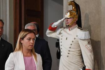 President of the Brothers of Italy party (Fratelli d'Italia, FdI) Giorgia Meloni, after a meeting with Italian President Mattarella for a second round of formal political consultations, at Quirinale Palace in Rome, Italy, 28 August 2019. 
ANSA/ALESSANDRO DI MEO