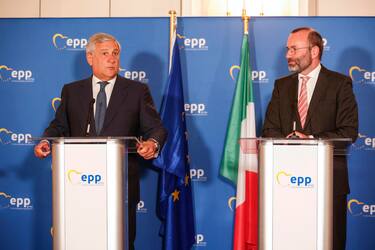 Vice President of Forza Italia Italian party and of Vice President of European People's Party (EPP) Antonio Tajani (L) with European People's Party (EPP) Chairman Manfred Weber during the meeting of the EPP Group in Rome, Italy, 22 September 2021.
ANSA/GIUSEPPE LAMI