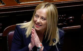 Italian Prime Minister Giorgia Meloni at the Chamber of Deputies for a confidence vote on his new government in Rome, Italy, 24 October 2022