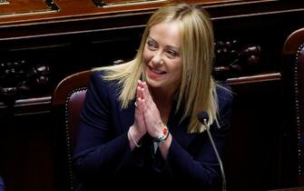 Italian Prime Minister Giorgia Meloni at the Chamber of Deputies for a confidence vote on his new government in Rome, Italy, 24 October 2022