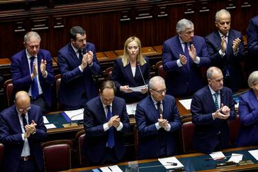 Italian Prime Minister Giorgia Meloni at the Chamber of Deputies for a confidence vote on his new government in Rome, Italy, 24 October 2022