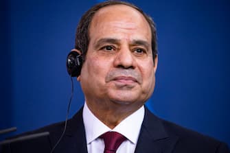 Egyptian President Abdel Fattah el-Sisi holds a press conference with German Chancellor Olaf Scholz (not in the picture) at the Chancellery in Berlin, Germany on July 18, 2022. (Photo by Emmanuele Contini/NurPhoto via Getty Images)