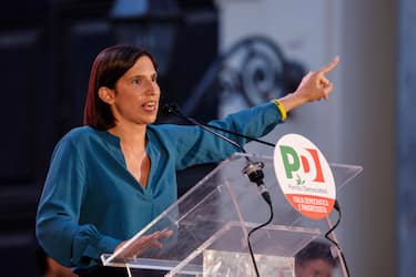 Elly Schlein, durante la manifestazione di apertura della campagna elettorale del PD romano, Roma 6 settembre 2022.
ANSA/FABIO FRUSTACI