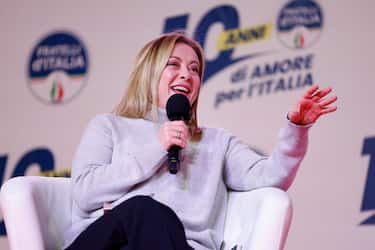 Italian Prime Minister and President of the 'Brothers of Italy' (Fratelli d Italia / FdI) party, Giorgia Meloni, attends the party's tenth anniversary event at del Popolo s square in Rome, Italy, 17 December 2022.
ANSA/FABIO FRUSTACI