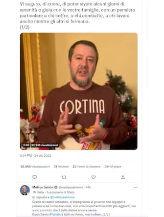 Il messaggio di auguri di Matteo Salvini