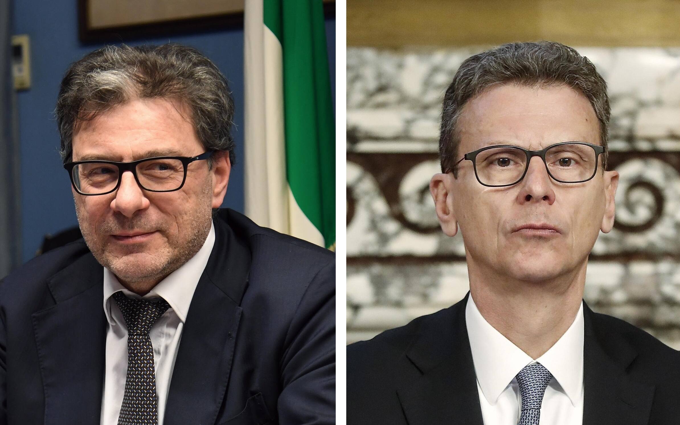 Il ministro dell'Economia Giorgetti (a sinistra) e Riccardo Barbieri (a destra)