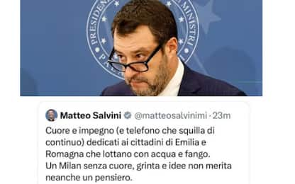 Emilia-Romagna e Milan, polemiche per il post su Twitter di Salvini