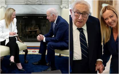 Meloni-Biden: "Solida alleanza". La premier incontra anche Kissinger