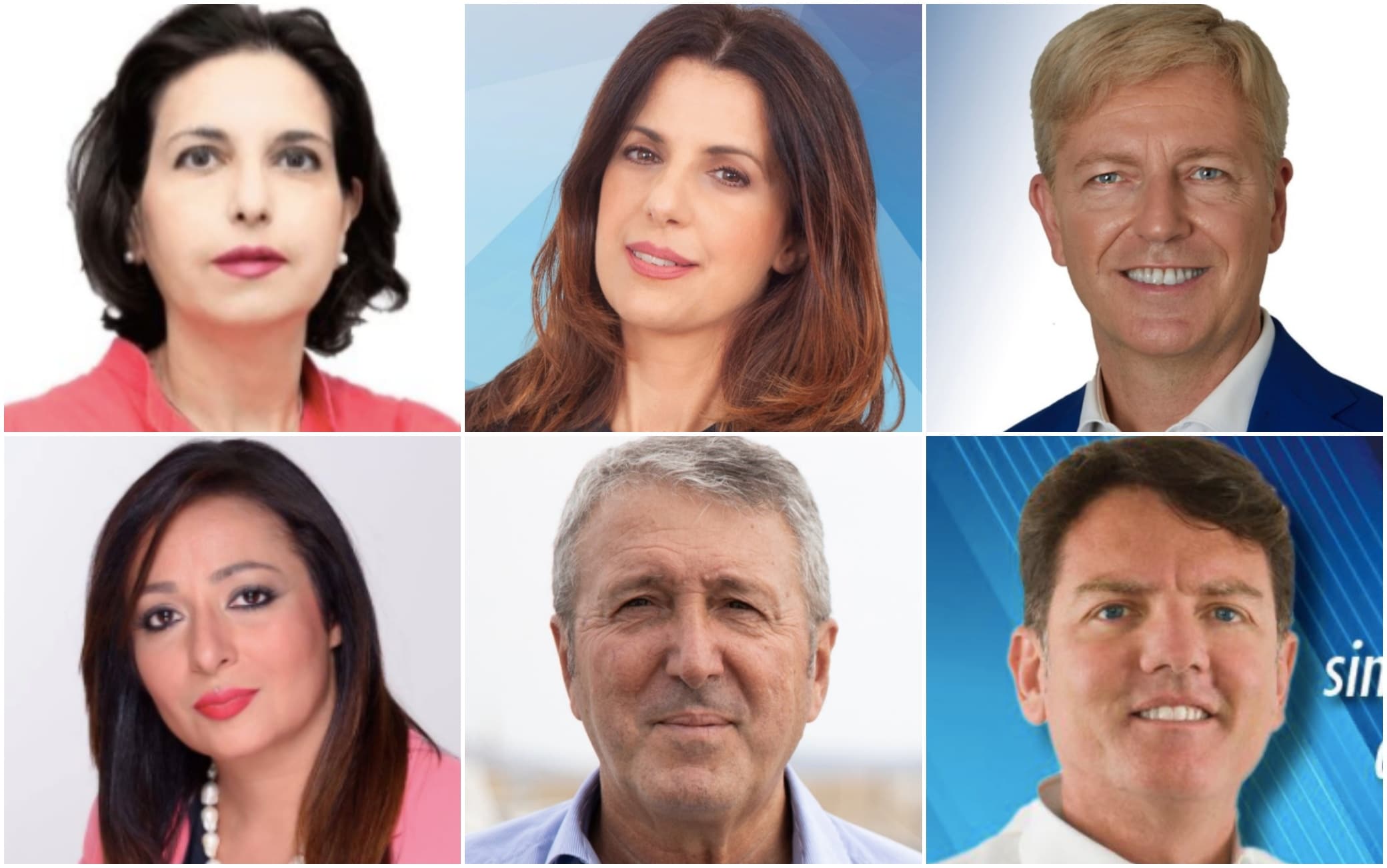 I sei candidati a sindaco di Agrigento. In alto da sinistra: Marcella Carlisi, Daniela Catalano e Lillo Firetto. In basso da sinistra: Angela Galvano, Francesco Miccichè e Marco Zambuto candidati sindaco agrigento 2020