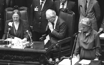 Francesco Cossiga con Nilde Iotti in un'immagine d'archivio. Cossiga venne eletto Presidente della Repubblica il 24 giugno 1985. ANSA/ ARCHIVIO 

