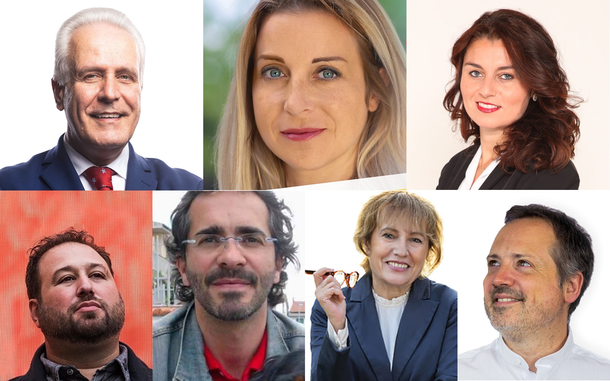 Gli aspiranti governatori in Toscana: da sx in alto a dx in basso Eugenio Giani, Irene Galletti, Susanna Ceccardi, Salvatore Catello, Marco Barzanti, Tiziana Vigni e Tommaso Fattori Elezioni Regionali Toscana Candidati