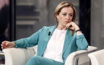 meloni La presidente di Fratelli d'Italia Giorgia Meloni durante la trasmissione televisiva 'Porta a porta' in onda su Rai Uno, Roma, 21 maggio 2019. ANSA/RICCARDO ANTIMIANI