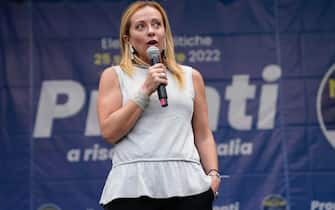 Giorgia Meloni in Pescara on 31 August 2022 during her Fratelli D Italia election campaign tour towards the 25 September vote. Pescara, 31 Agosto 2022.ANSA/DANILO DI GIOVANNI